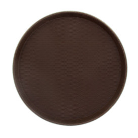 Bandeja PP Redonda Anti Deslizante Marrom Ø35,5cm (1 Ud)