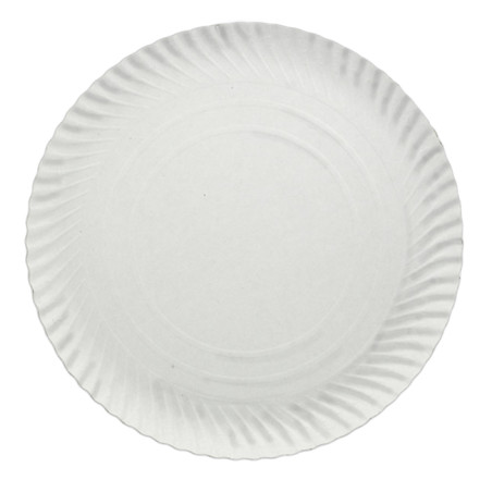 Prato de Cartão Redondo Branco 18cm 500g/m2 (100 Uds)