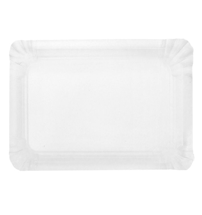 Bandeja de Cartão Rectangular Branca 16x22 cm (100 Uds) Bandeja de Cartão Rectangular Branca 16x22 cm (100 Uds)