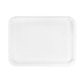 Bandeja de Cartão Rectangular Branca 20x27 cm (100 Uds)