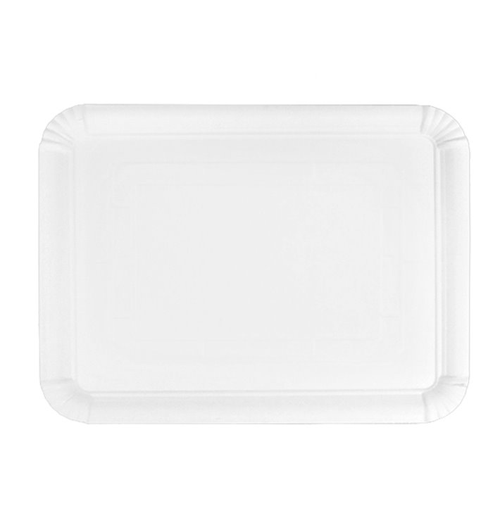 Bandeja de Cartão Rectangular Branca 20x27 cm (100 Uds)