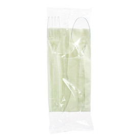Conjunto Garfo, Colher, Faca e Guardanapos transp. (25 Uds)