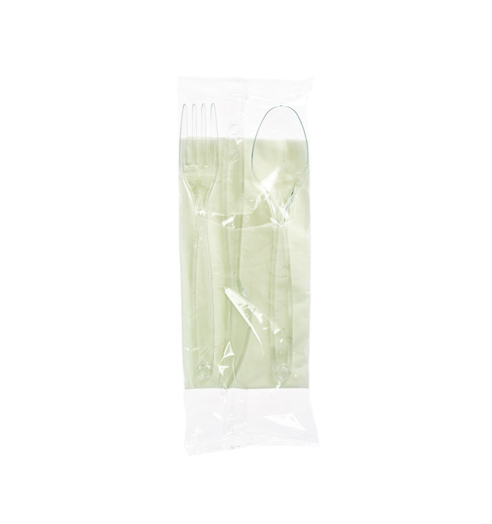 Conjunto Garfo, Colher, Faca e Guardanapos transp. (25 Uds) Conjunto Garfo, Colher, Faca e Guardanapos transp. (25 Uds)