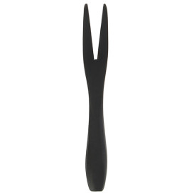 Mini Garfo Degustação Bambu em Cor Preto 9cm (50 Unidades)