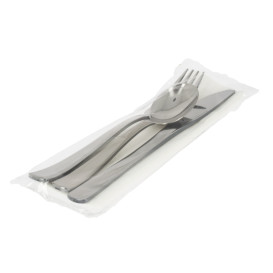 Conjunto Talheres Garfo, Faca, Colher  e Guardanapo Prata (30 Uds)