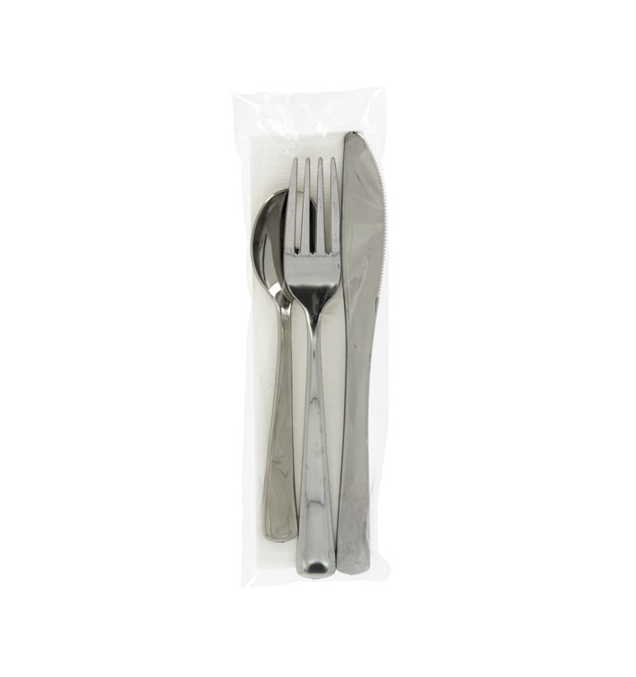 Conjunto Talheres Garfo, Faca, Colher e Guardanapo Prata (30 Uds) Conjunto Talheres Garfo, Faca, Colher e Guardanapo Prata (30 Uds)