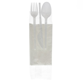 Conjunto Garfo, Colher, Faca e Guardanapos (25 Uds)