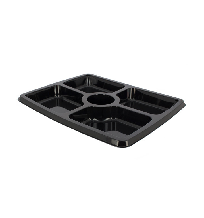 Bandeja Plastico 5C. Retang. Preto 316x265x30mm (50 Uds) Bandeja Plastico 5C. Retang. Preto 316x265x30mm (50 Uds)