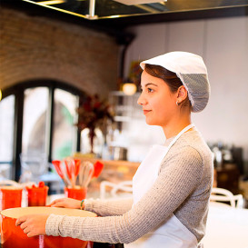 Touca Cozinheira Rede e Viseira Algodão Branco (25 Uds)