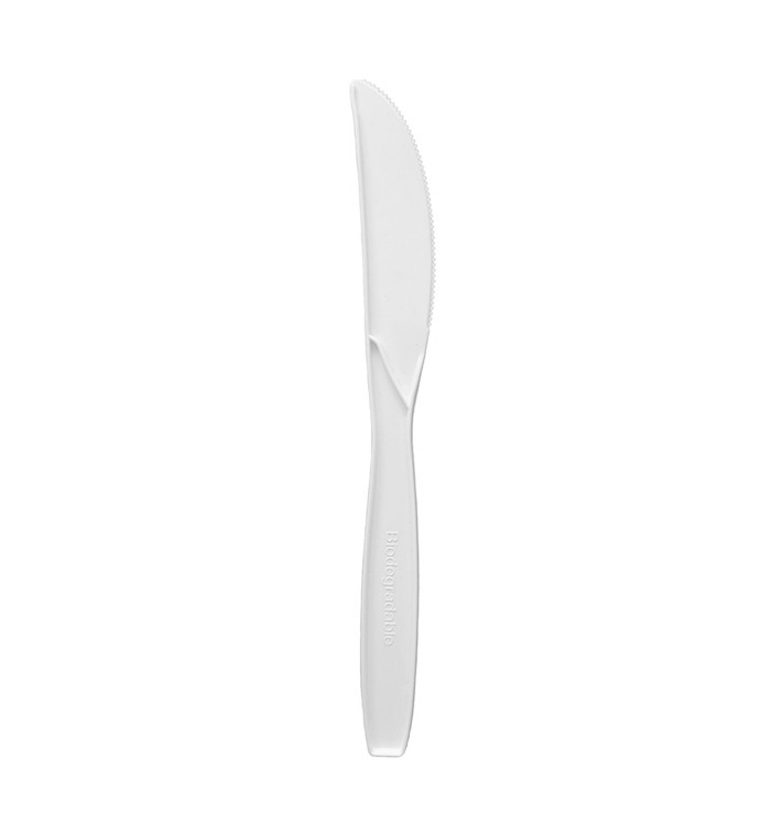 Faca em Amido de Milho CPLA Branco 18cm (1500 Uds) Faca em Amido de Milho CPLA Branco 18cm (1500 Uds)