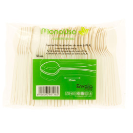 Colher de Chá em Amido de Milho CPLA Branco 12,5cm (1500 Uds)