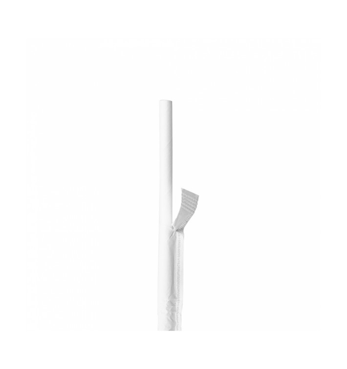 Palhinha Direita Papel Branco Embalada Ø6mm 19,7cm (500 Uds) Palhinha Direita Papel Branco Embalada Ø6mm 19,7cm (500 Uds)
