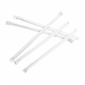 Palhinha Direita Papel Branco Embalada Ø6mm 19,7cm (500 Uds)