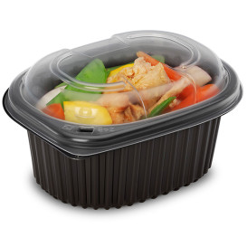 Embalagem Retangular PP Preto 450ml 142x111x60mm (80 Uds)