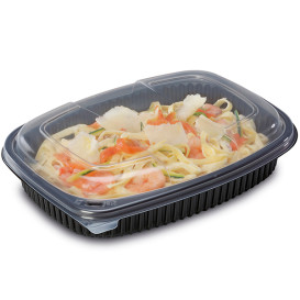 Embalagem Retangular PP Preto 1050ml 255x189x45mm (40 Uds)