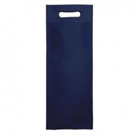 Saco Não Tecido para Garrafa de Vinho Azul Marinho 17+10x40cm (25 Uds)