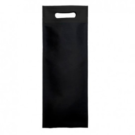 Saco Não Tecido para Garrafa de Vinho Preto 17+10x40cm (25 Uds)