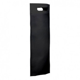 Saco Não Tecido para Garrafa de Vinho Preto 17+10x40cm (25 Uds)