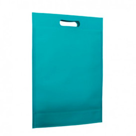 Saco Não Tecido com Asas Vazadas Água-Marinha 30+10x40cm (25 Uds)