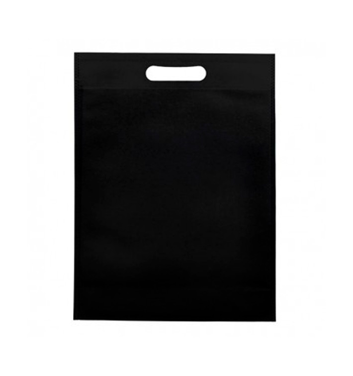 Saco Não Tecido com Asas Vazadas Preto 30+10x40cm (200 Uds) Saco Não Tecido com Asas Vazadas Preto 30+10x40cm (200 Uds)
