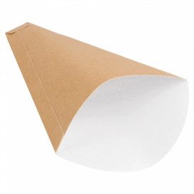 Cone de Carton Kraft "Crêpes" 12x2,5x19cm 300g/m2 (100 Uds)