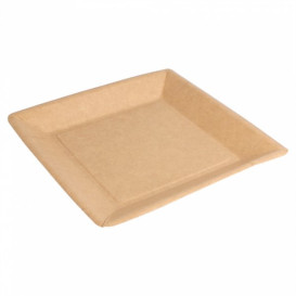 Prato de Papel Biocoated Natural Quadrado 23cm (20 Uds)