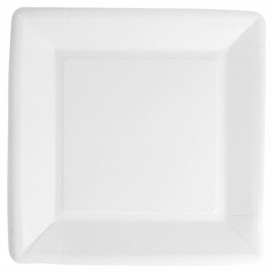 Prato de Papel Biocoated Branco Quadrado 23cm (20 Uds)