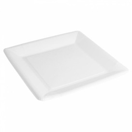 Prato de Papel Biocoated Branco Quadrado 23cm (20 Uds)