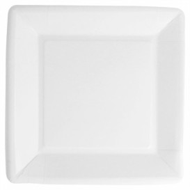 Prato de Papel Biocoated Branco Quadrado 18cm (20 Uds)
