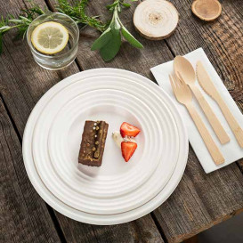 Prato da Cana-de-Açúcar Branco Premium Wave Ø18cm (50 Uds)