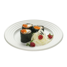 Prato da Cana-de-Açúcar Branco Premium Wave Ø23cm (50 Uds)