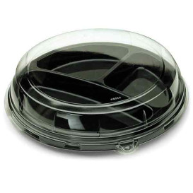 Prato Plastico Redondo 3 Compar. Preto 26cm (25 Uds)