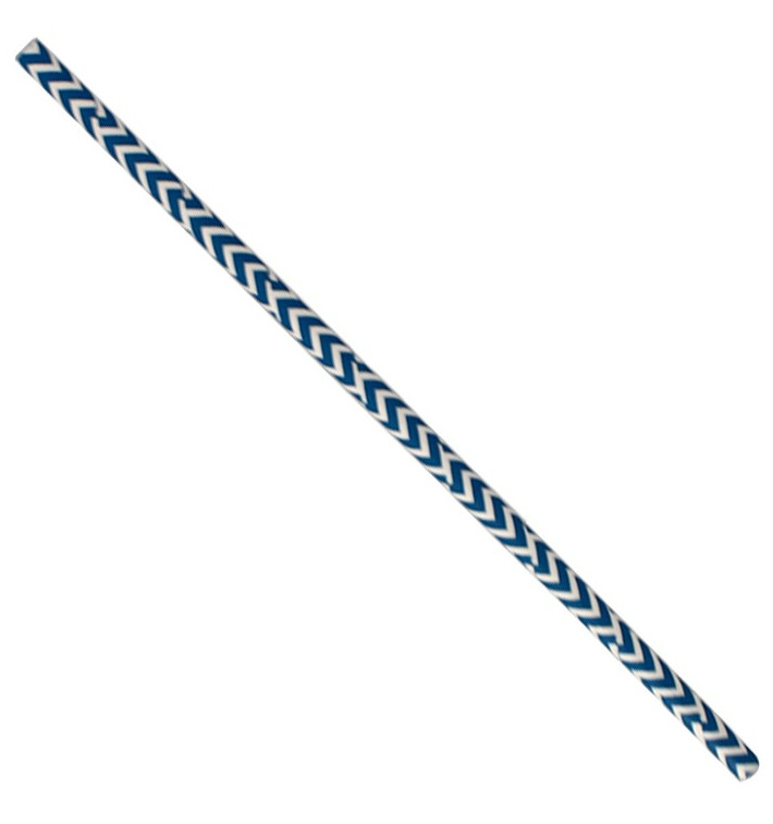 Palhinha Direita Papel Azul Branco Ø6mm 20cm (100 Uds) Palhinha Direita Papel Azul Branco Ø6mm 20cm (100 Uds)