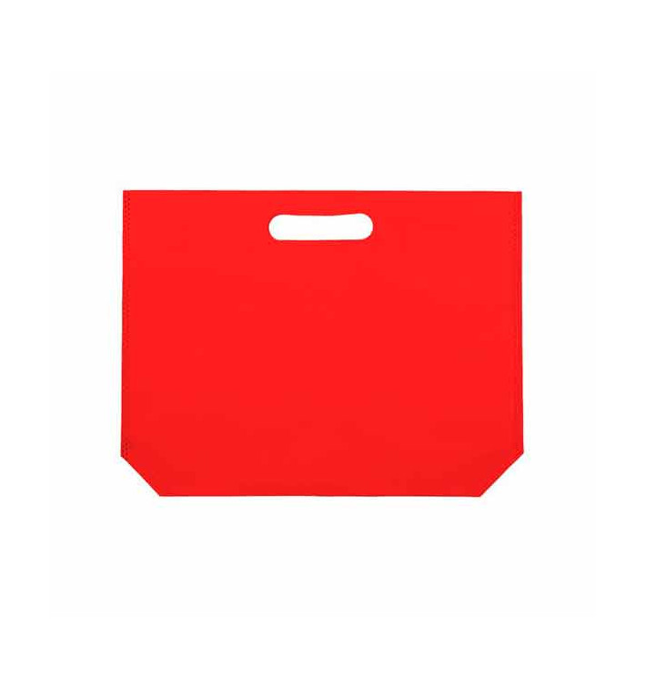 Saco Não Tecido com Asas Vazadas Vermelho 34+8x26cm (200 Uds) Saco Não Tecido com Asas Vazadas Vermelho 34+8x26cm (200 Uds)