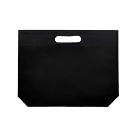 Saco Não Tecido com Asas Vazadas Preto 34+8x26cm (25 Uds)