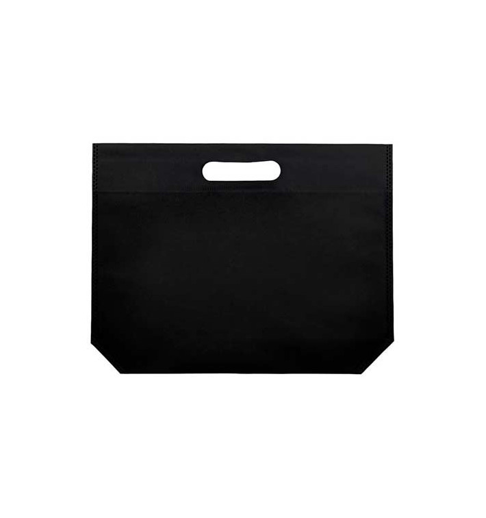 Saco Não Tecido com Asas Vazadas Preto 34+8x26cm (200 Uds) Saco Não Tecido com Asas Vazadas Preto 34+8x26cm (200 Uds)