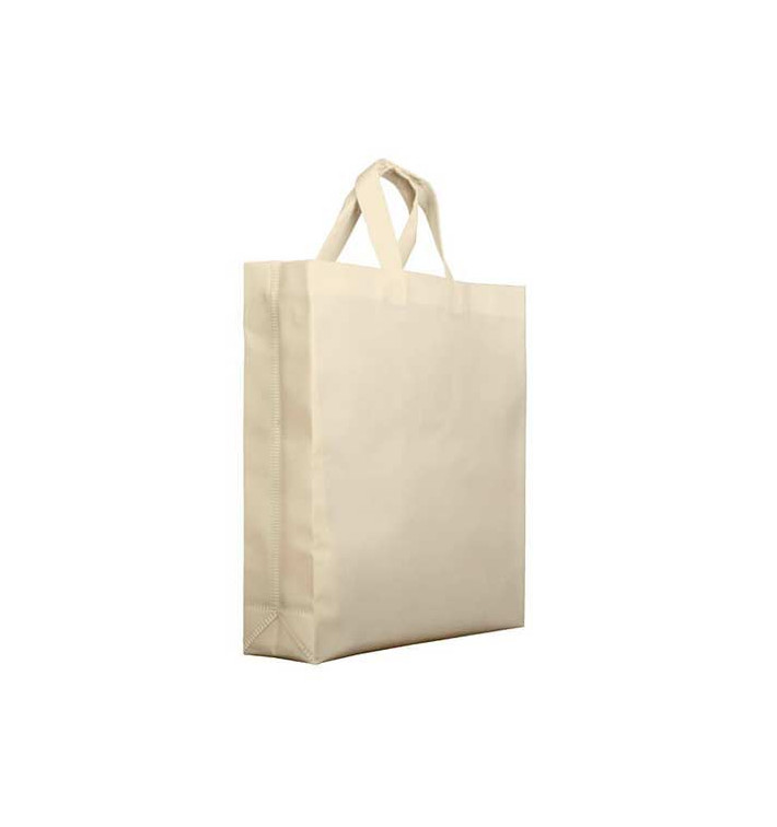 Saco Não Tecido PREMIUM com Asas Curtas Creme 25+10x30cm (200 Uds) Saco Não Tecido PREMIUM com Asas Curtas Creme 25+10x30cm (200 Uds)