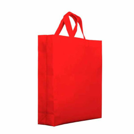 Saco Não Tecido PREMIUM com Asas Curtas Vermelho 25+10x30cm (200 Uds)