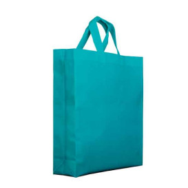Saco Não Tecido PREMIUM com Asas Curtas Água-Marinha 25+10x30cm (200 Uds)