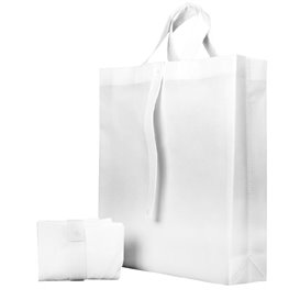 Saco Não Tecido PREMIUM Dobrável Branco 40+15x40cm (25 Uds)