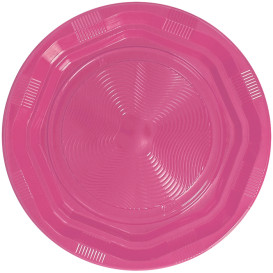 Prato Profundo Rigido Redondo Octogonal Plastico PS Rosa Ø220 mm (25 Unidades)