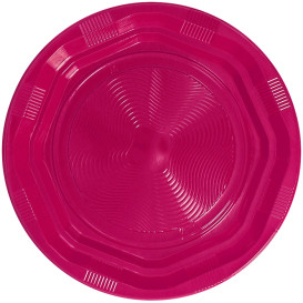 Prato Profundo Plastico PS Redondo Octogonal Fucsia Ø220 mm (25 Unidades)