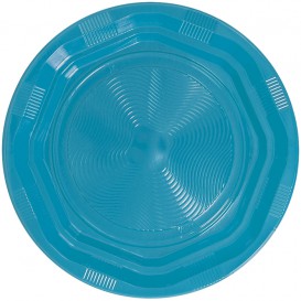 Prato Profundo Rigido Redondo Octogonal Plastico PS Azul Claro Ø220 mm (25 Unidades)
