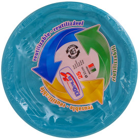 Prato Profundo Rigido Redondo Octogonal Plastico PS Azul Claro Ø220 mm (25 Unidades)