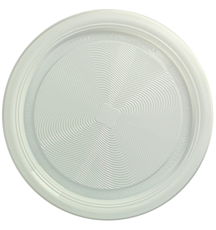 Prato Amido Milho PLA Raso Branco Ø220 mm (25 Unidades) Prato Amido Milho PLA Raso Branco Ø220 mm (25 Unidades)