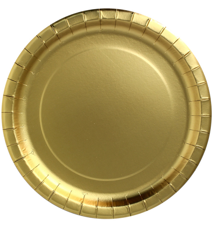 Prato de Cartão Redondo "Party Shiny" Ouro Ø290mm (60 Unidades) Prato de Cartão Redondo "Party Shiny" Ouro Ø290mm (60 Unidades)