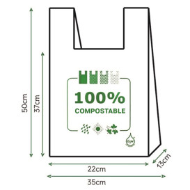 Saco Plastico Alça Biodegradável 100% 35x50cm (100 Uds)