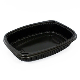 Embalagem Retangular PP Preto 1250ml 255x189x45mm (40 Uds)