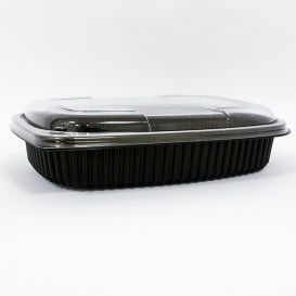 Embalagem Retangular PP Preto 1250ml 255x189x45mm (40 Uds)