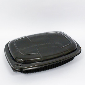 Embalagem Retangular PP Preto 1250ml 255x189x45mm (40 Uds)